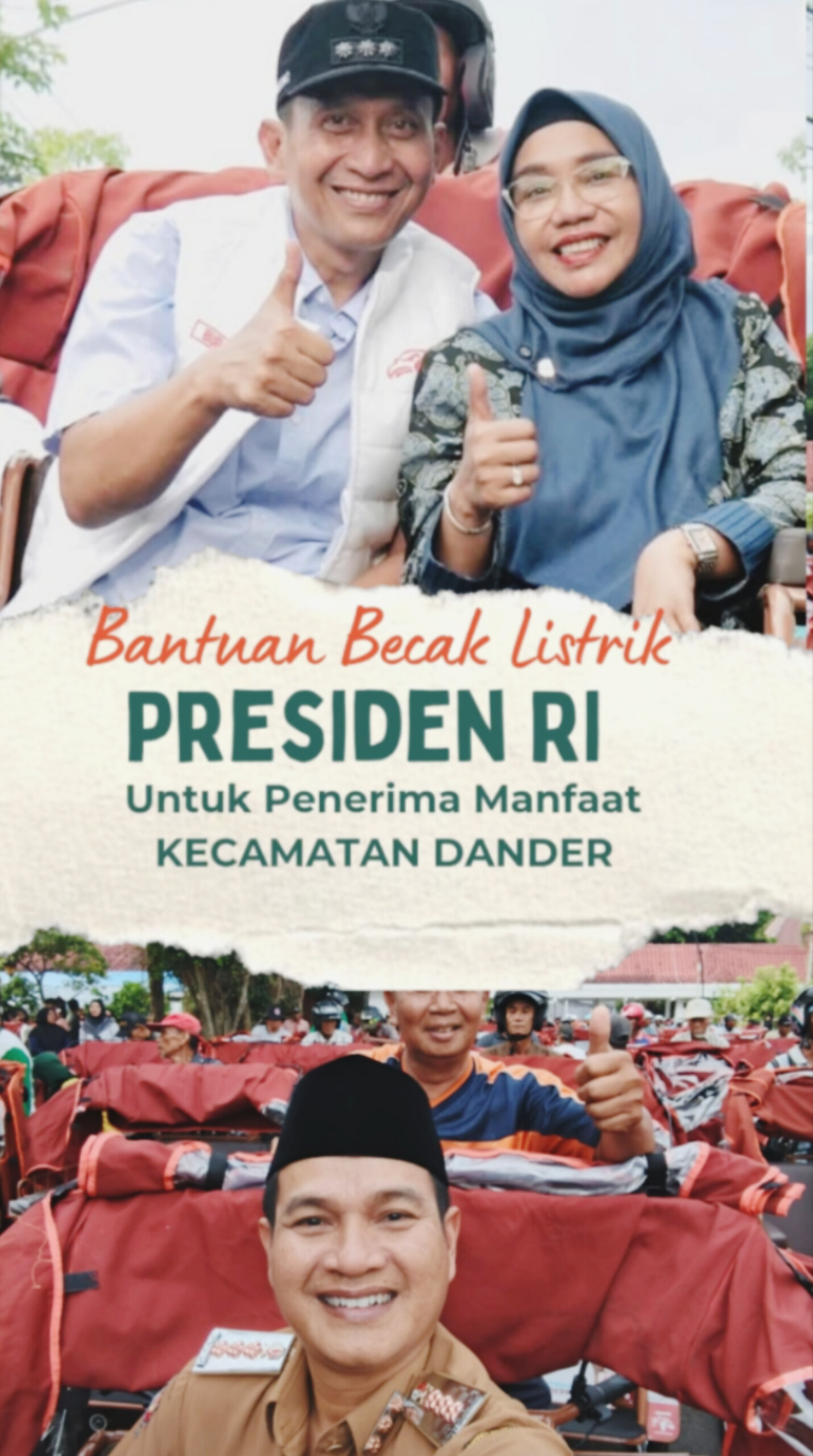 Bantuan 200 Becak Listrik dari Presiden Untuk Penerima Manfaat.