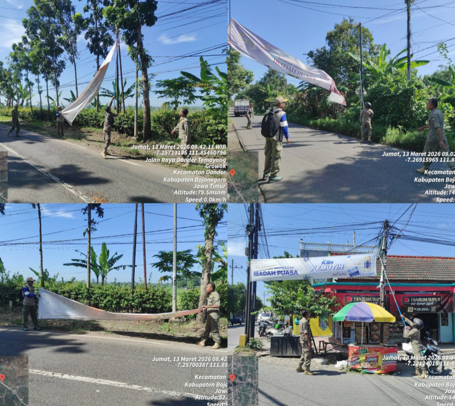 Penertiban Banner spanduk baliho yang melanggar Perda di Wilayah Kecamatan Dander.